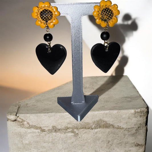 Midnight Bloom Heart Earrings