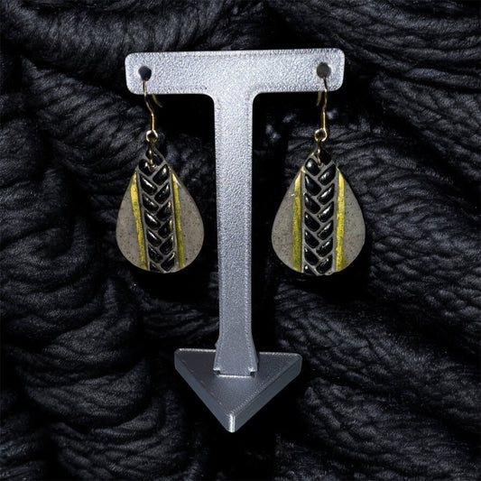Onyx Trail – Granite & Black Inlay Earrings
