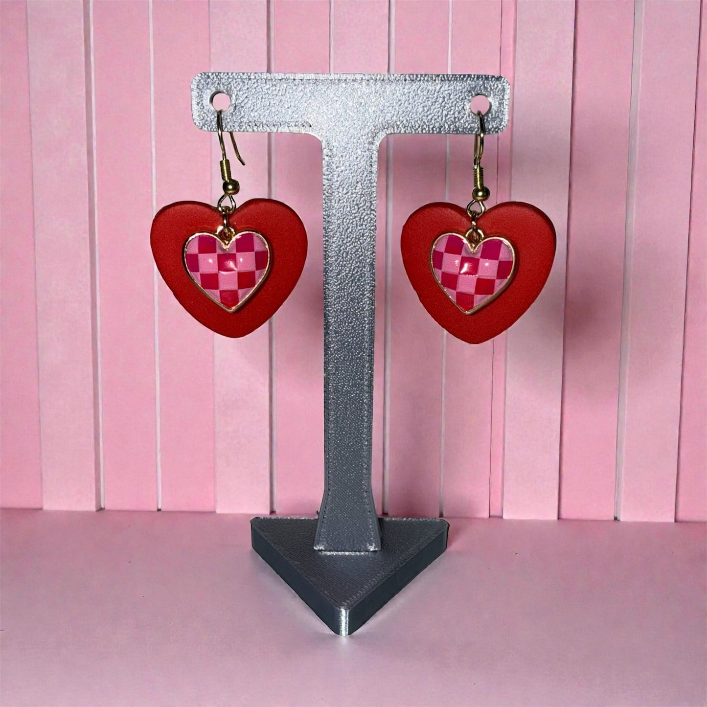 Pretty in Pink Checkered Drops