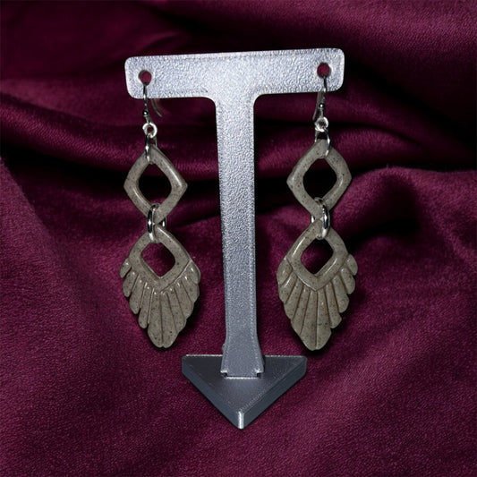 Modern Relic – Geometric Cutout Granite Earrings