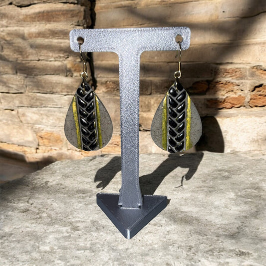 Onyx Trail – Granite & Black Inlay Earrings