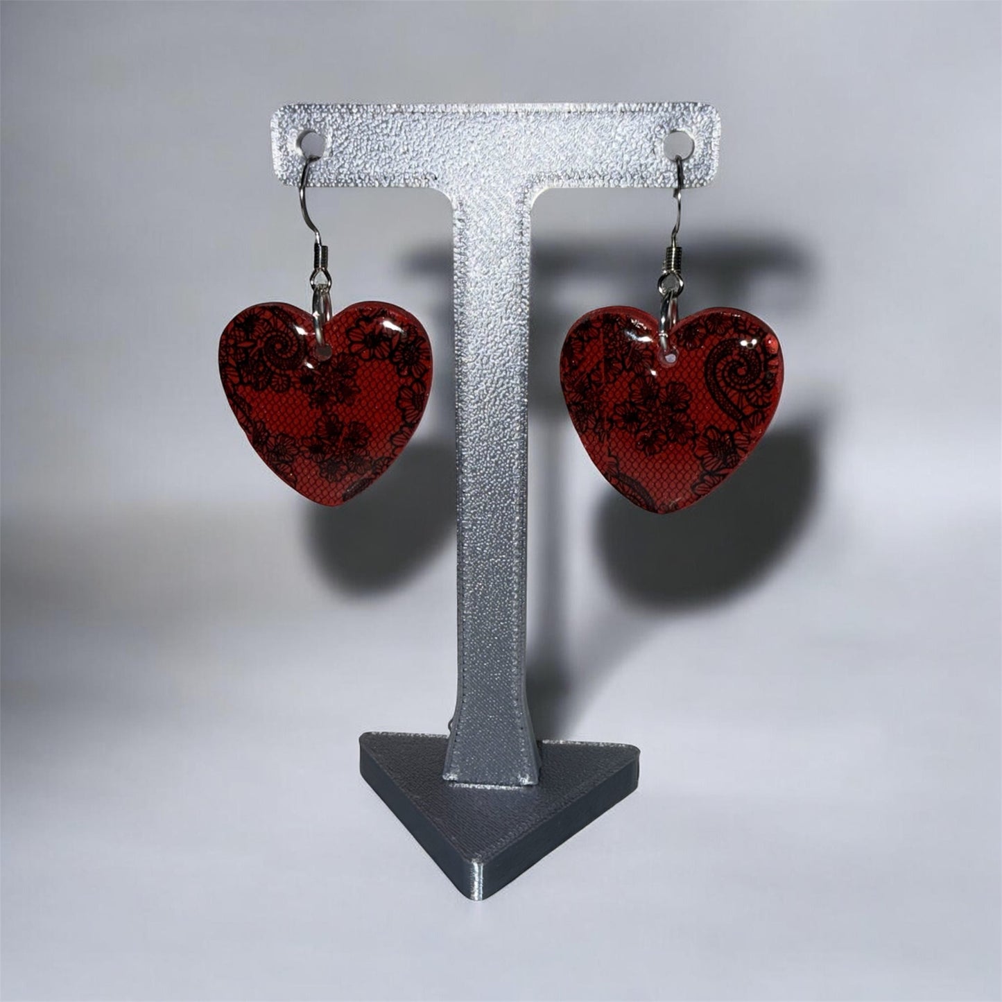 Crimson Lace Heart Drops