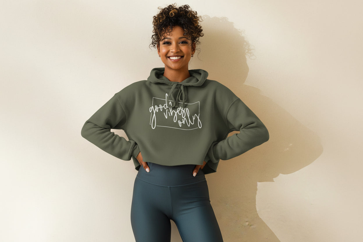 Good Vibes Only Crop Hoodie (W)